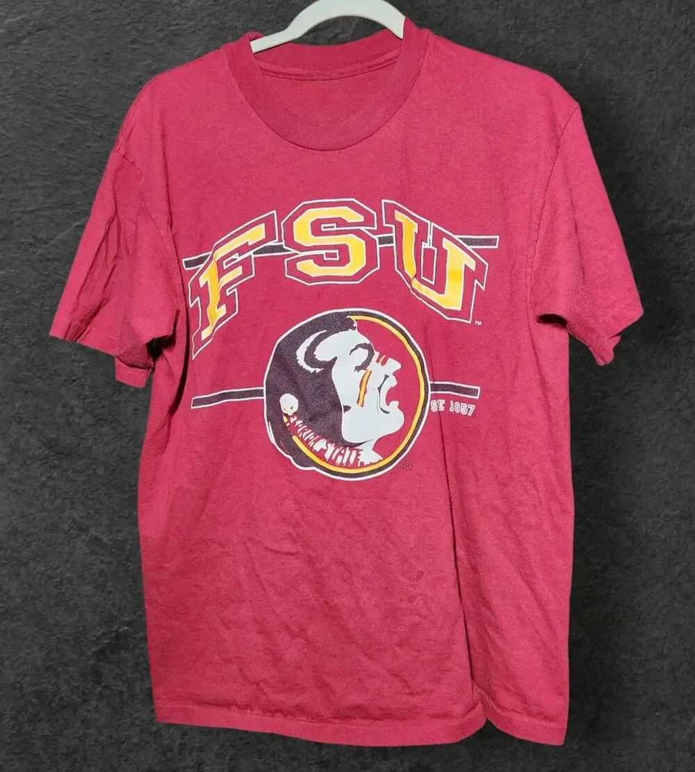 Vtg Single Stitch FLORIDA STATE SEMINOLES Maroon T-Shirt L FSU ncaa *Spots